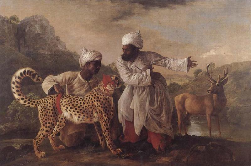 George Stubbs Cheetah and Stag with Two Indians oil painting picture